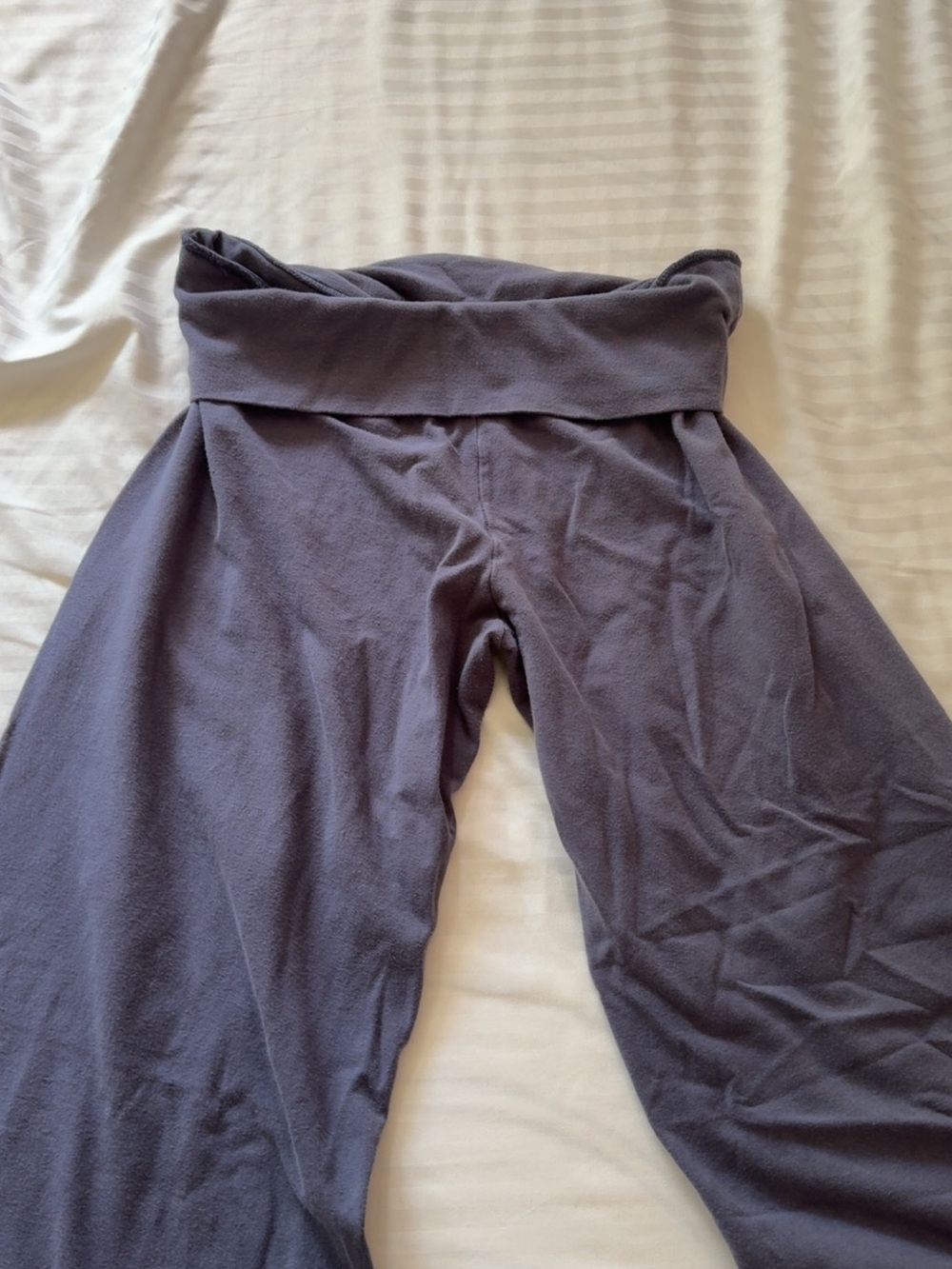 Brandy Melville Fold-Over Waist Wide-Leg Leggings - Charcoal Gray
